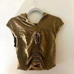 Pilcro Army Green Sleeveless Hoodie